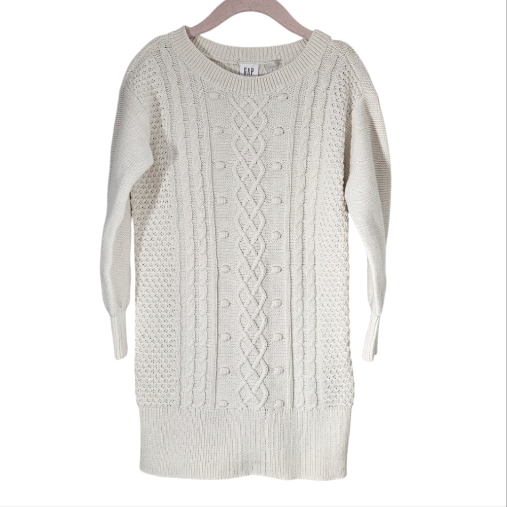 GAP Cream Cable Knit Sweater Dress Long Sleeves